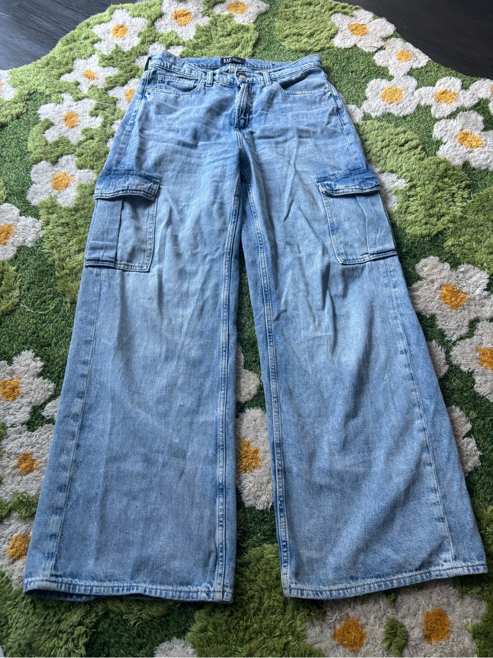 GAP Light Blue Wide-Leg Cargo Jeans for Women